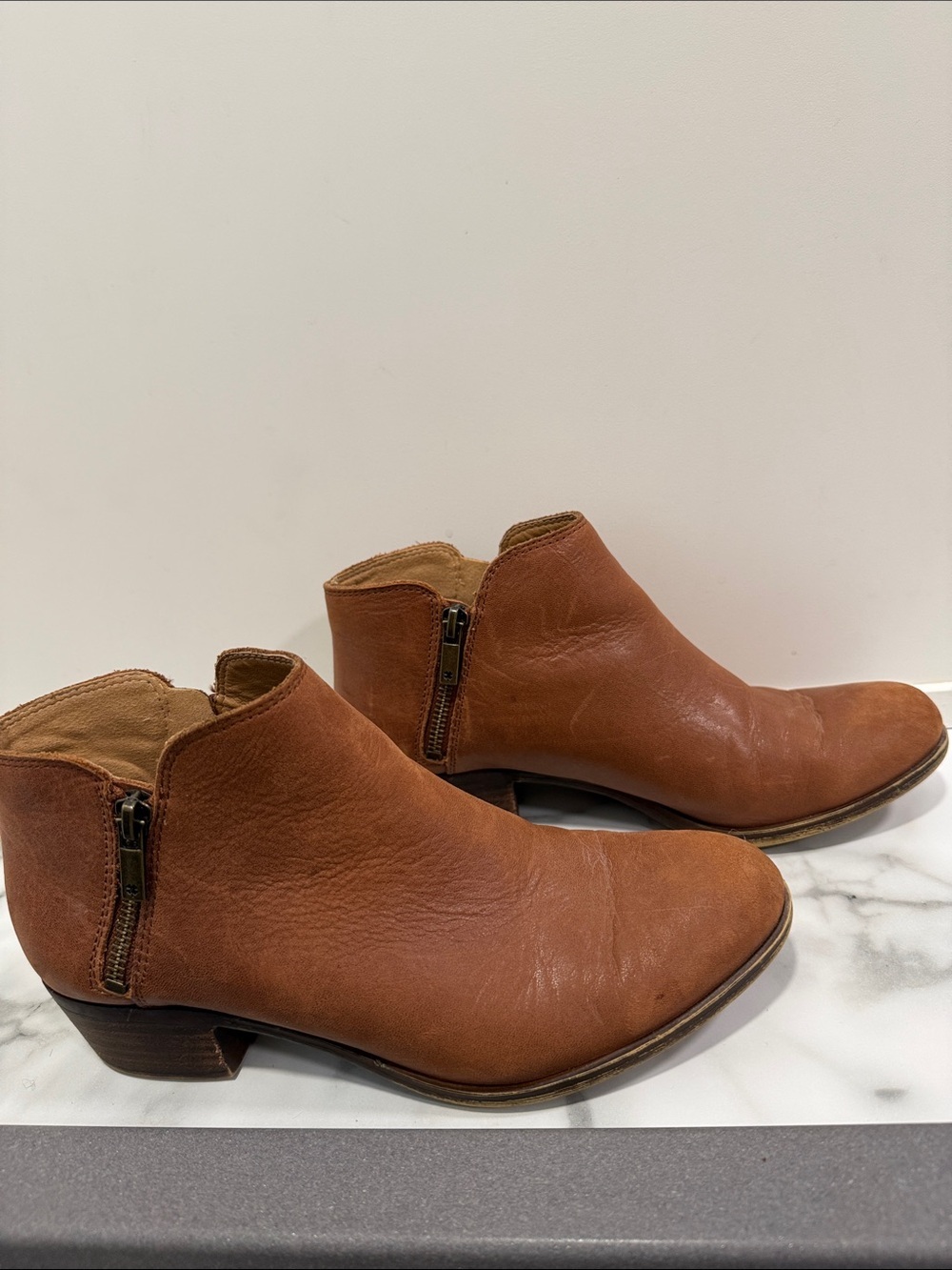 LUCKY BRAND Toffee Leather Basel Booties Women’s Size 7.5